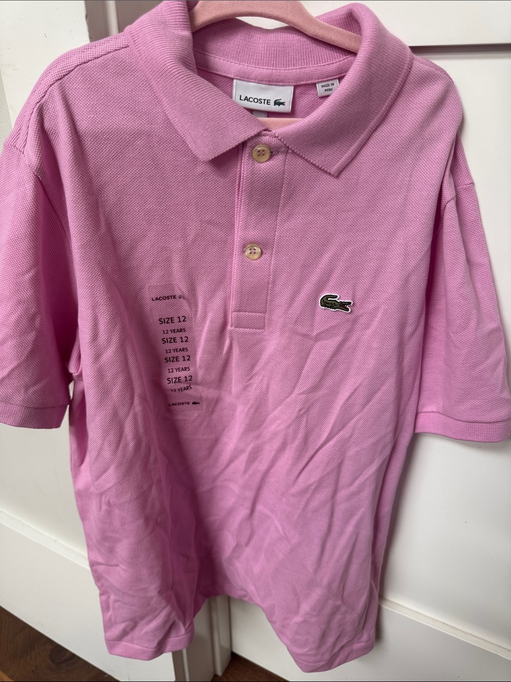 Lacoste Kids Light Pink Polo with Crocodile Logo